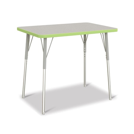 Jonti-Craft Berries Rectangle Activity Table, 24 in. x 36 in., A-height, Freckled Gray/Key Lime/Gray 6478JCA130